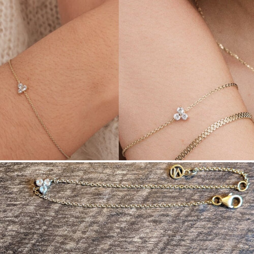 Mejuri Lotus Bracelet 18k Gold Vermeil with Sapphire